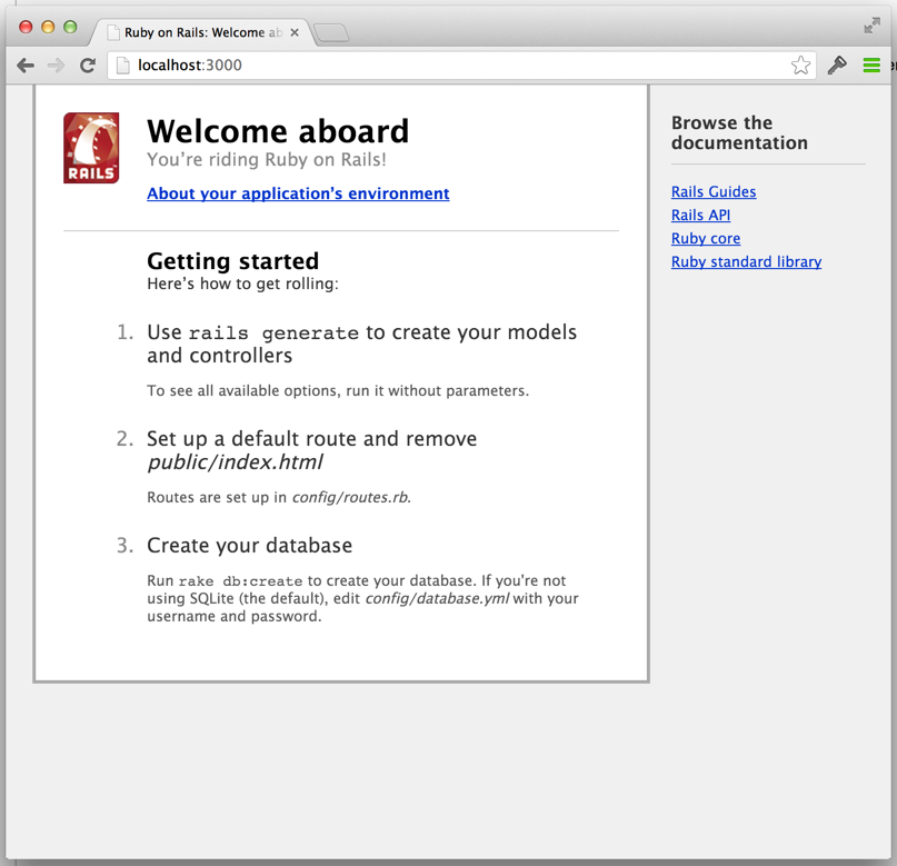 Rails default homepage